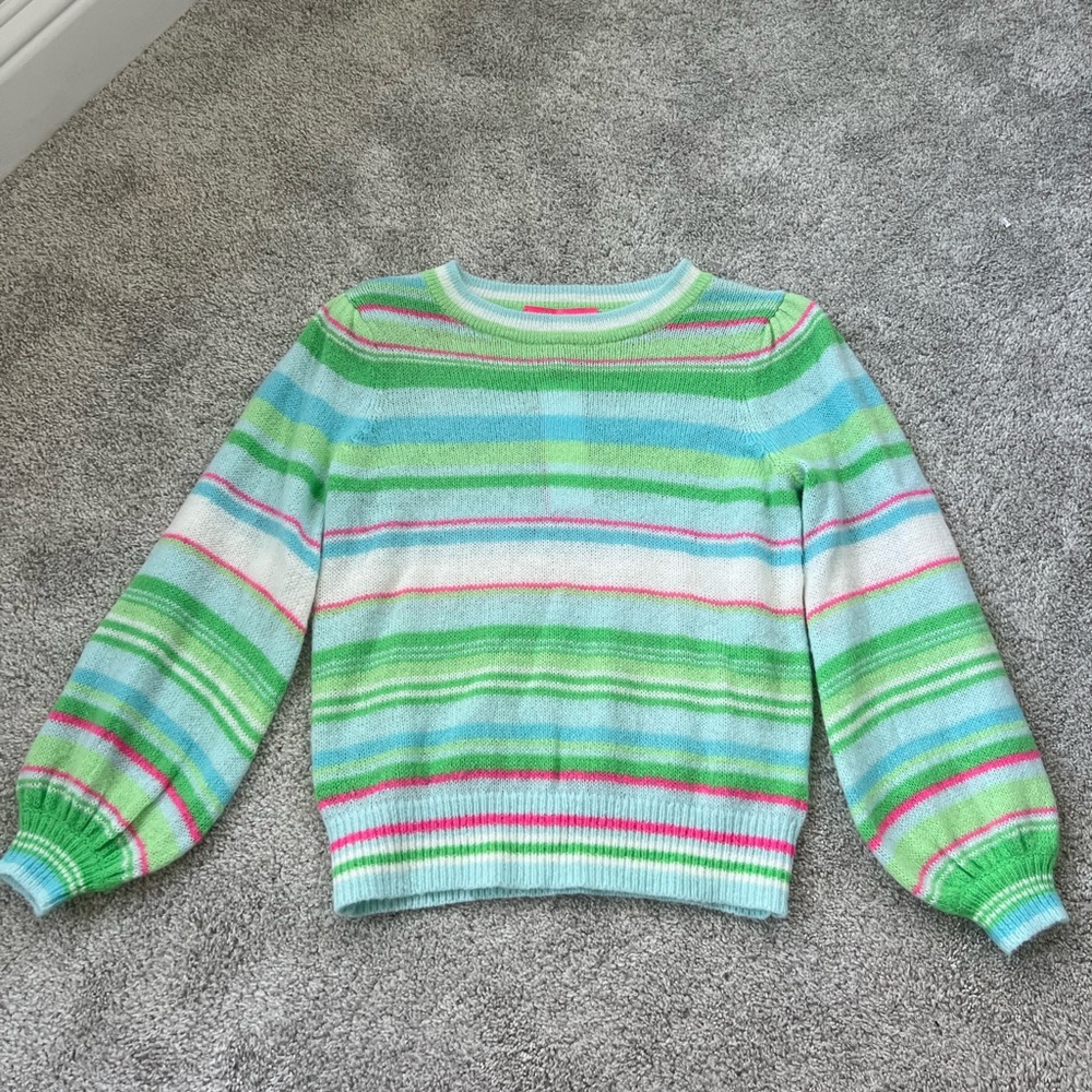 Lilly Pulitzer Striped Balloon Sleeve Natonia Spring Sweater Size XS